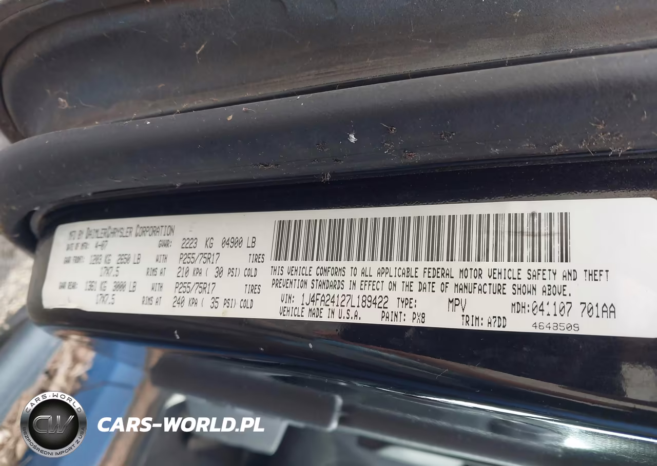 2007 Jeep Wrangler X VIN:1J4FA24127L189422 - 9