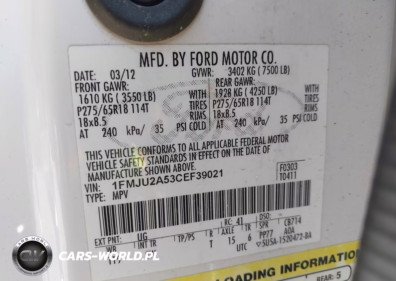 2012 Ford Expedition Limited VIN:1FMJU2A53CEF39021 - 9