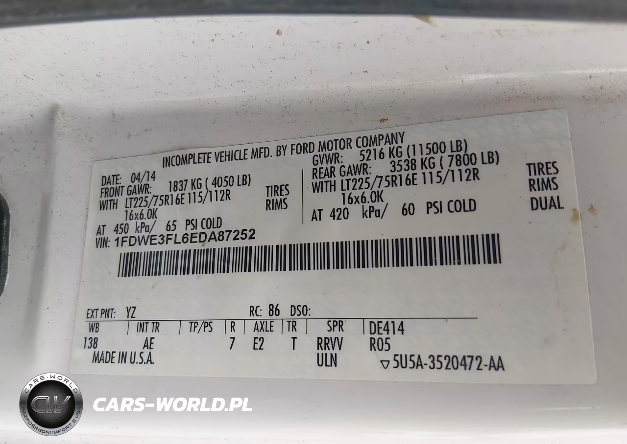 2014 Ford E-350 Cutaway VIN:1FDWE3FL6EDA87252 - 8