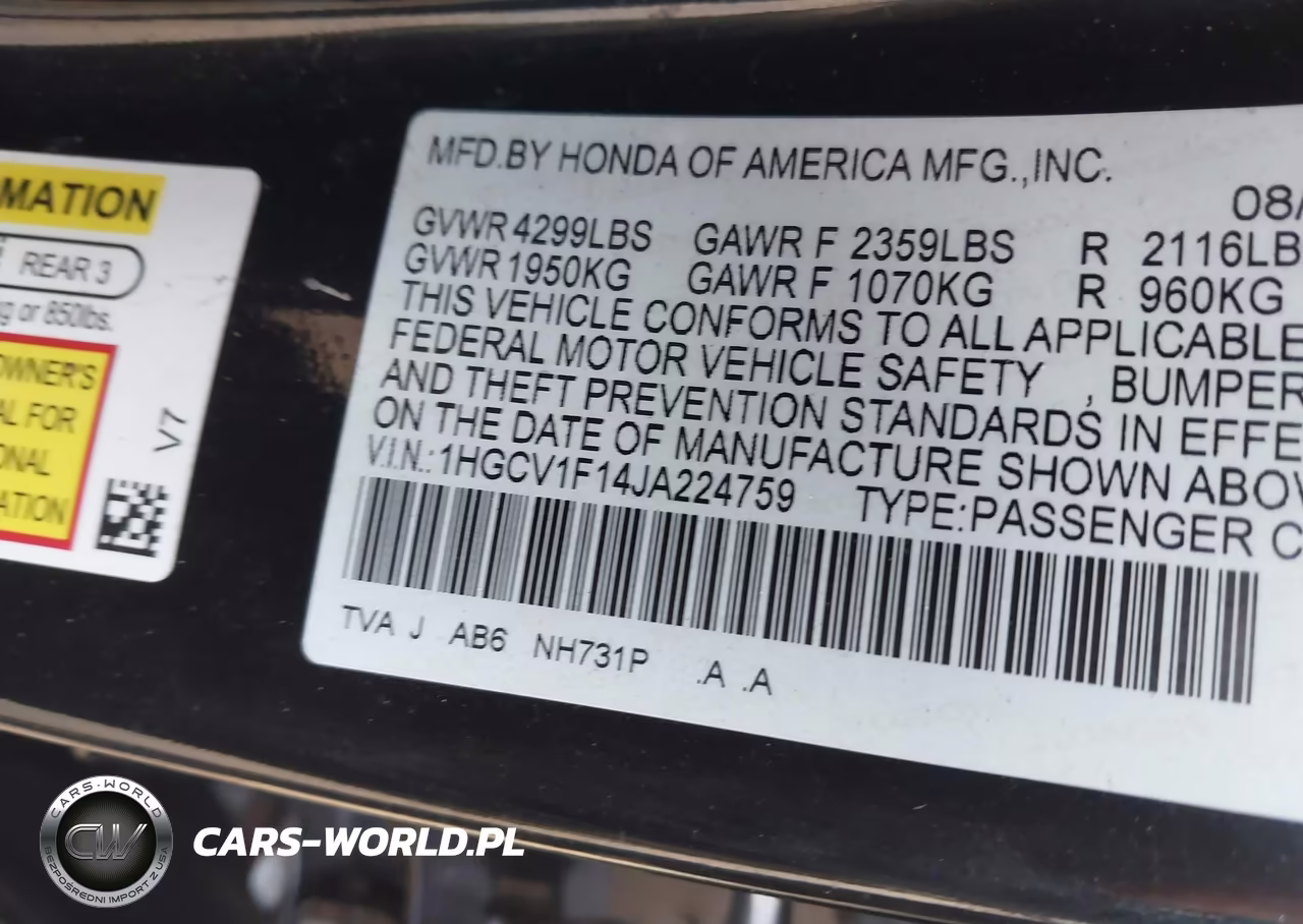 2018 Honda Accord Lx VIN:1HGCV1F14JA224759 - 9
