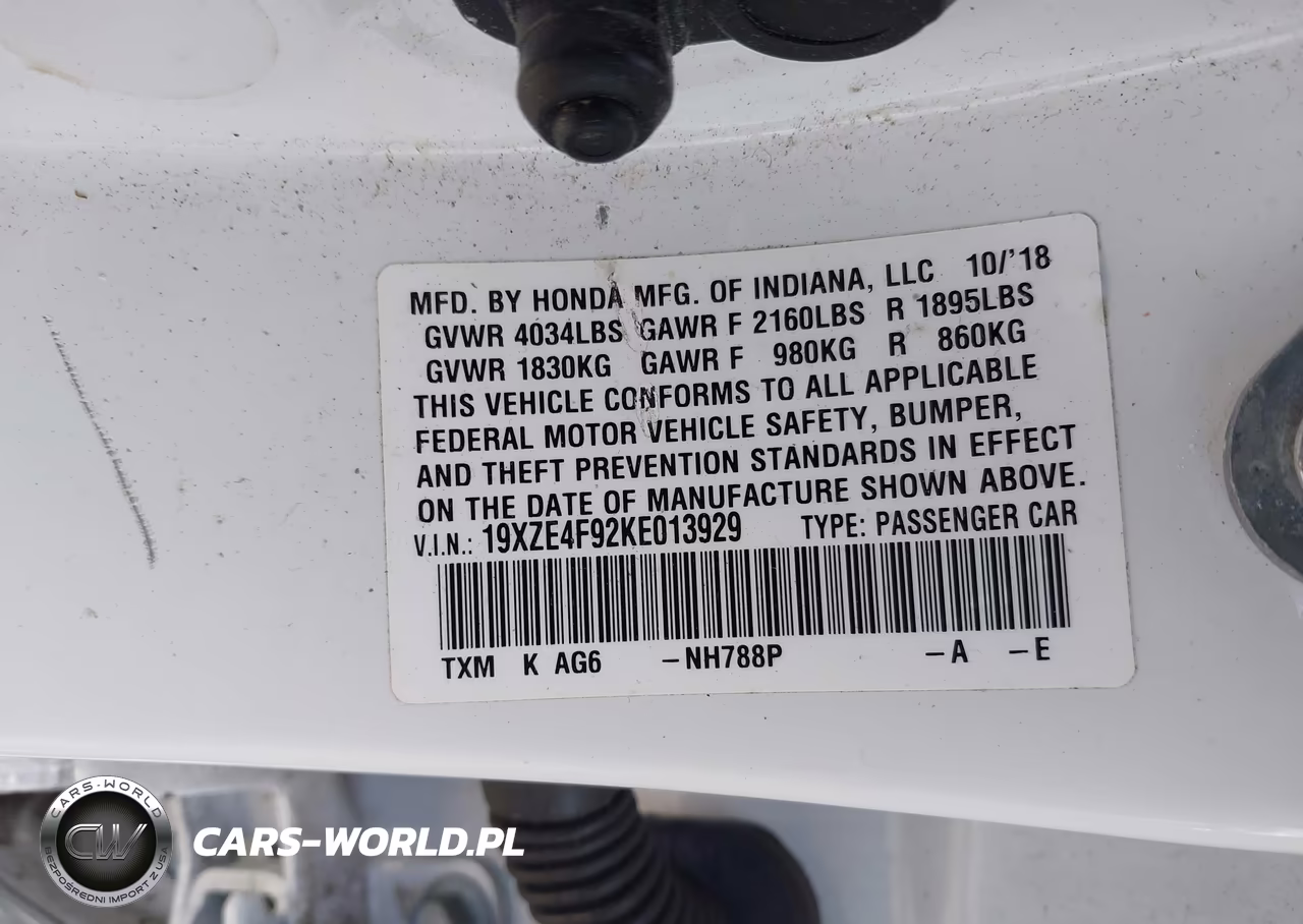 2019 Honda Insight Touring VIN:19XZE4F92KE013929 - 9