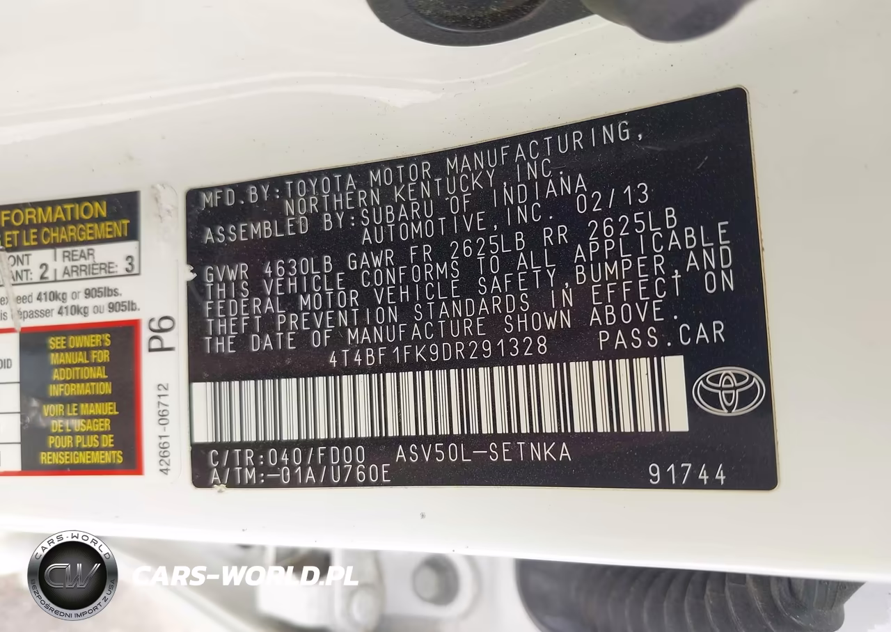 2013 Toyota Camry Le VIN:4T4BF1FK9DR291328 - 9