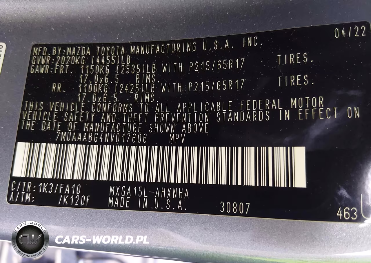 2022 Toyota Corolla Cross L VIN:7MUAAABG4NV017606 - 9