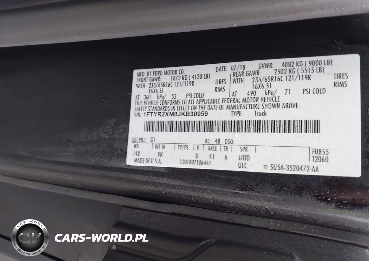 2018 Ford Transit-250 VIN:1FTYR2XM0JKB30959 - 8