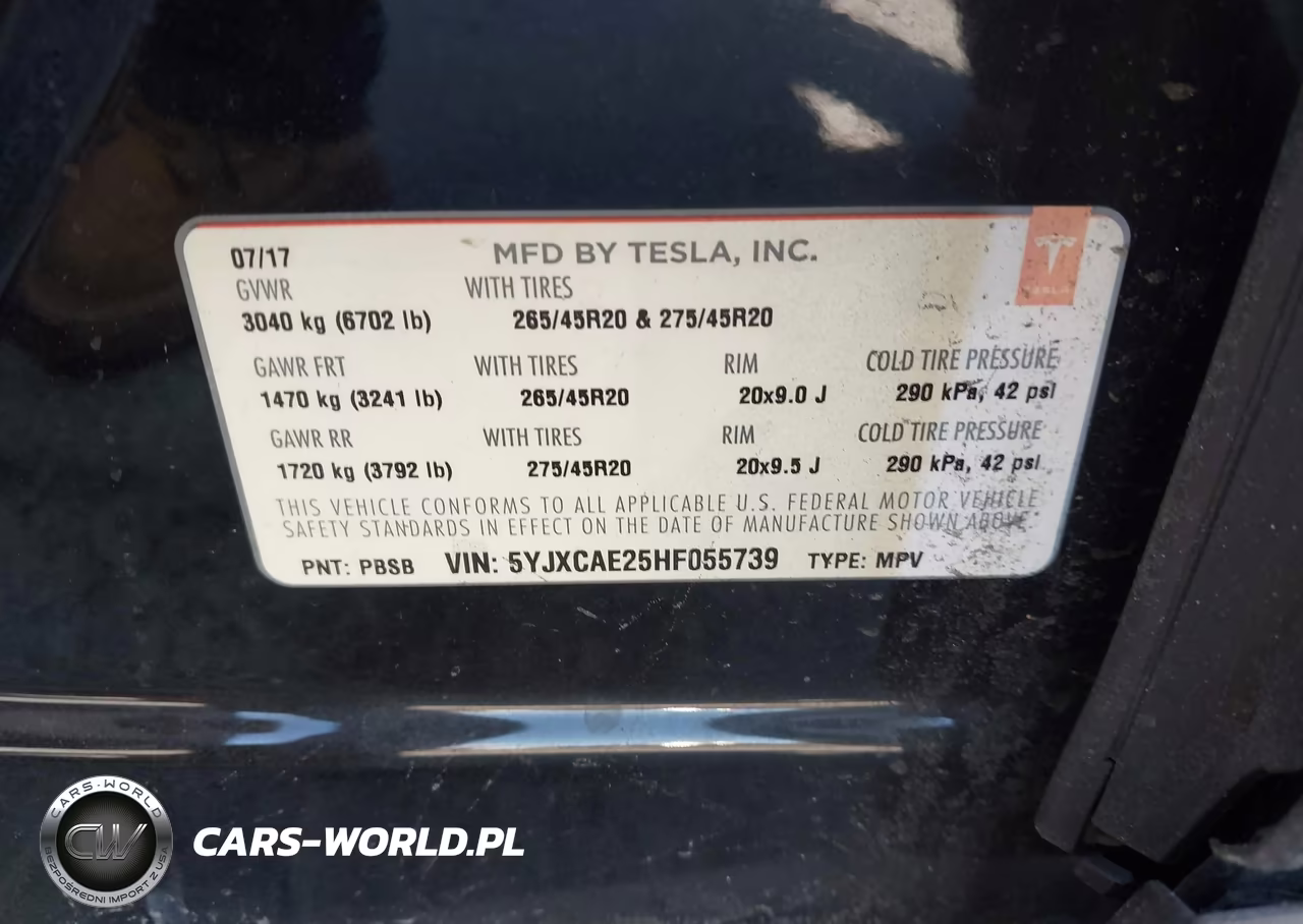 2017 Tesla Model X 100D-75D-90D VIN:5YJXCAE25HF055739 - 9