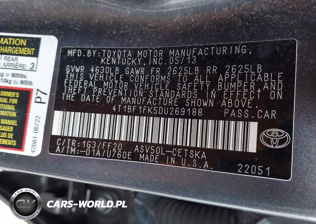 2013 Toyota Camry Se VIN:4T1BF1FK5DU269188 - 9
