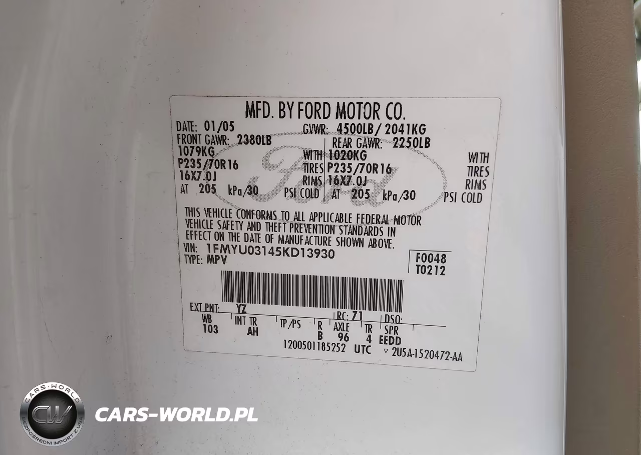 2005 Ford Escape Xlt VIN:1FMYU03145KD13930 - 9