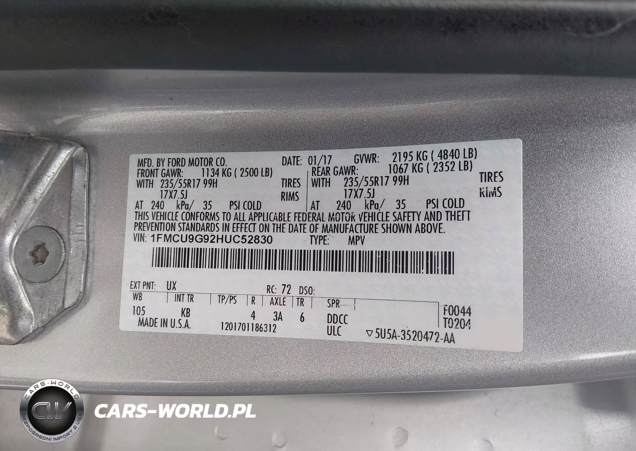 2017 Ford Escape Se VIN:1FMCU9G92HUC52830 - 9