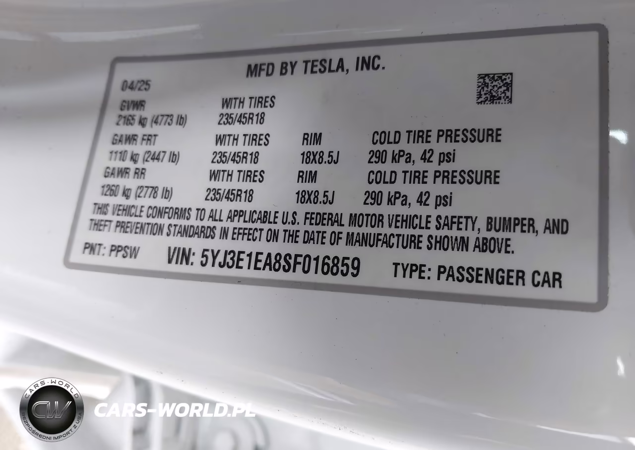 2025 Tesla Model 3 Long Range Rear-Wheel Drive-Standard Rear-Wheel Drive VIN:5YJ3E1EA8SF016859 - 9