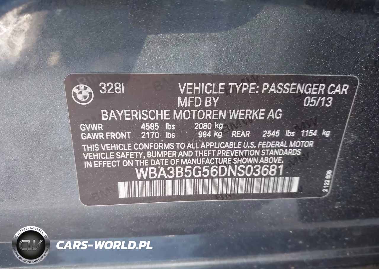 2013 BMW 328I xDrive VIN:WBA3B5G56DNS03681 - 9