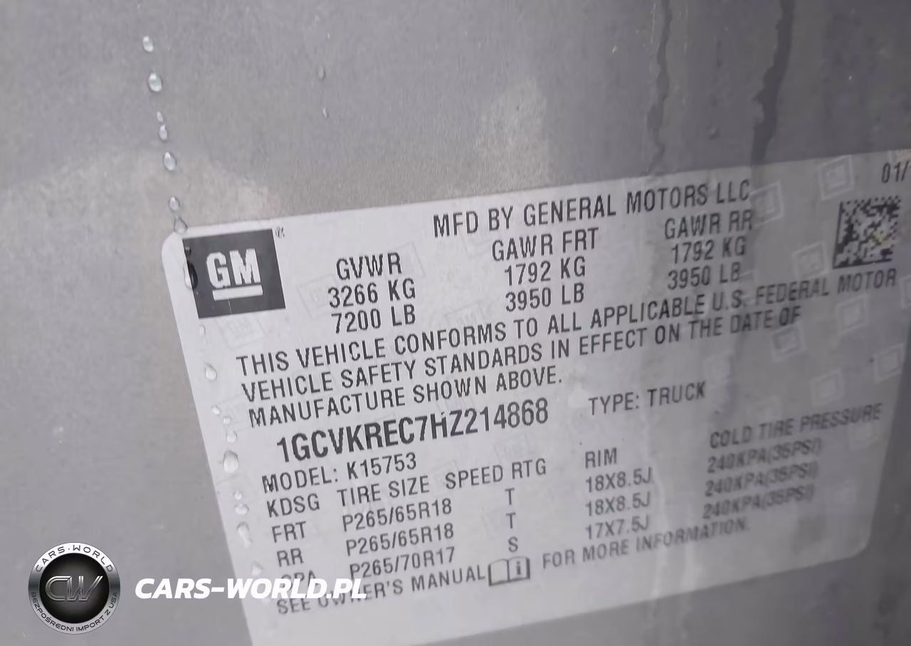 2017 Chevrolet Silverado 1500 2Lt VIN:1GCVKREC7HZ214868 - 9