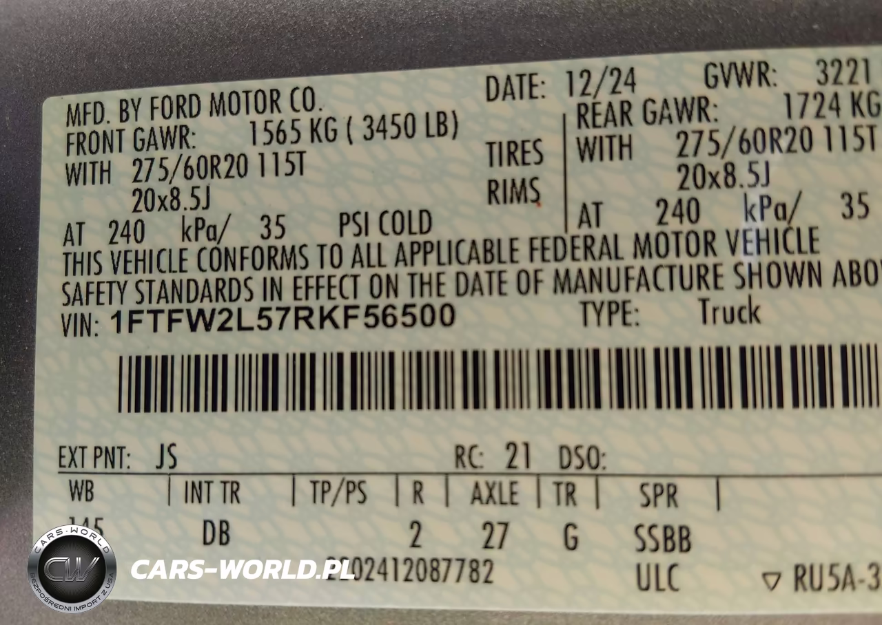 2024 Ford F-150 Stx VIN:1FTFW2L57RKF56500 - 9