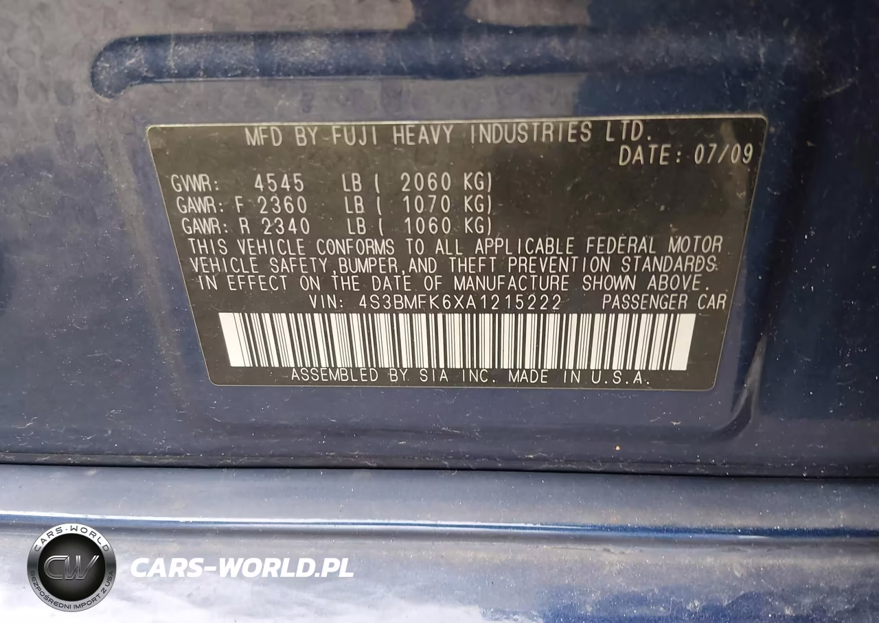 2010 Subaru Legacy 2.5Gt Limited VIN:4S3BMFK6XA1215222 - 9
