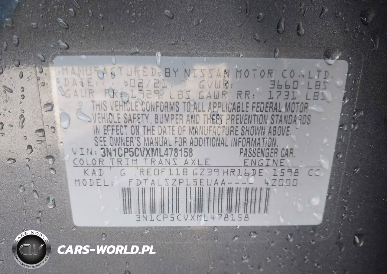 2021 Nissan Kicks Sv Xtronic Cvt VIN:3N1CP5CVXML478158 - 9