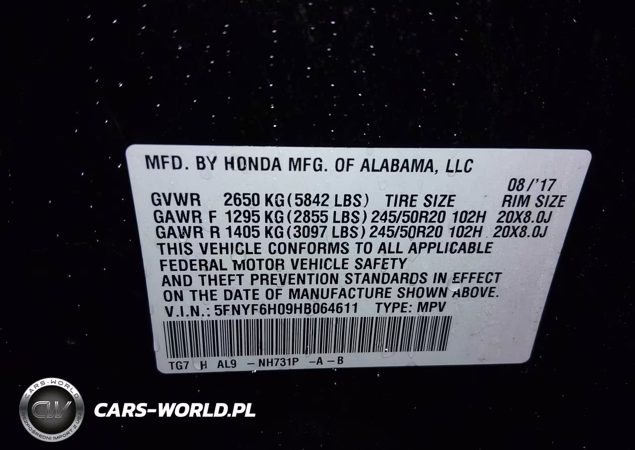 2017 Honda Pilot Elite VIN:5FNYF6H09HB064611 - 9