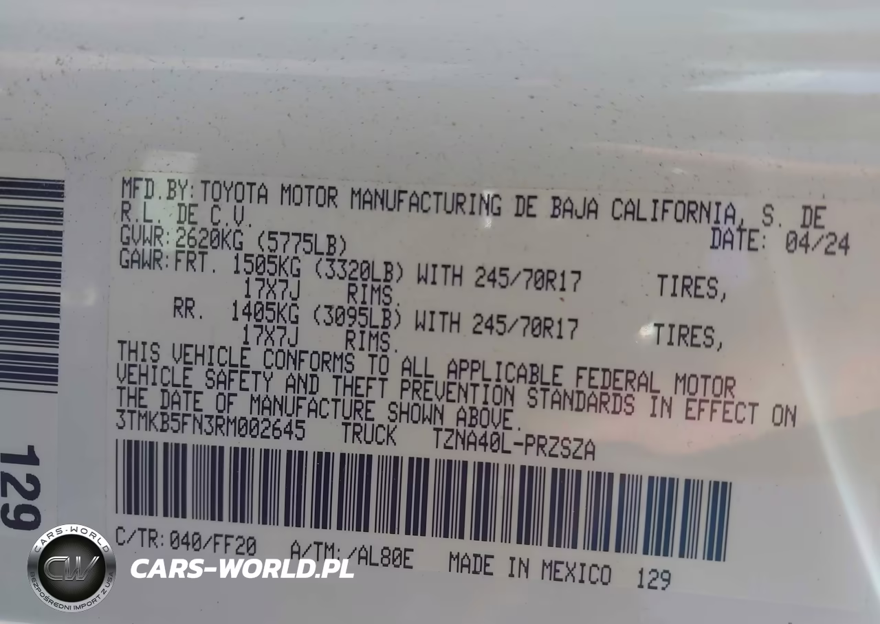2024 Toyota Tacoma Sr5 VIN:3TMKB5FN3RM002645 - 9