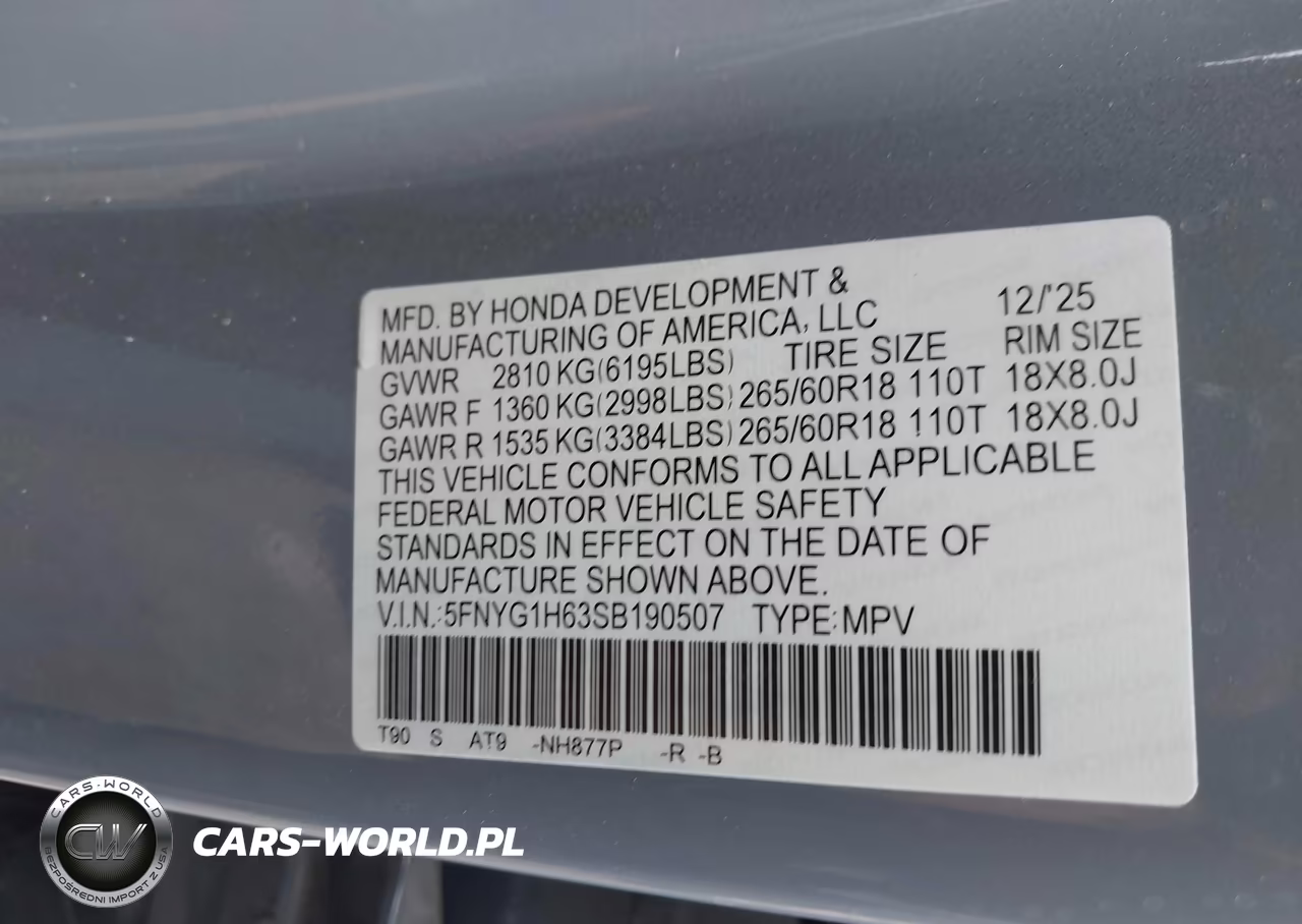 2025 Honda Pilot Trailsport VIN:5FNYG1H63SB190507 - 9