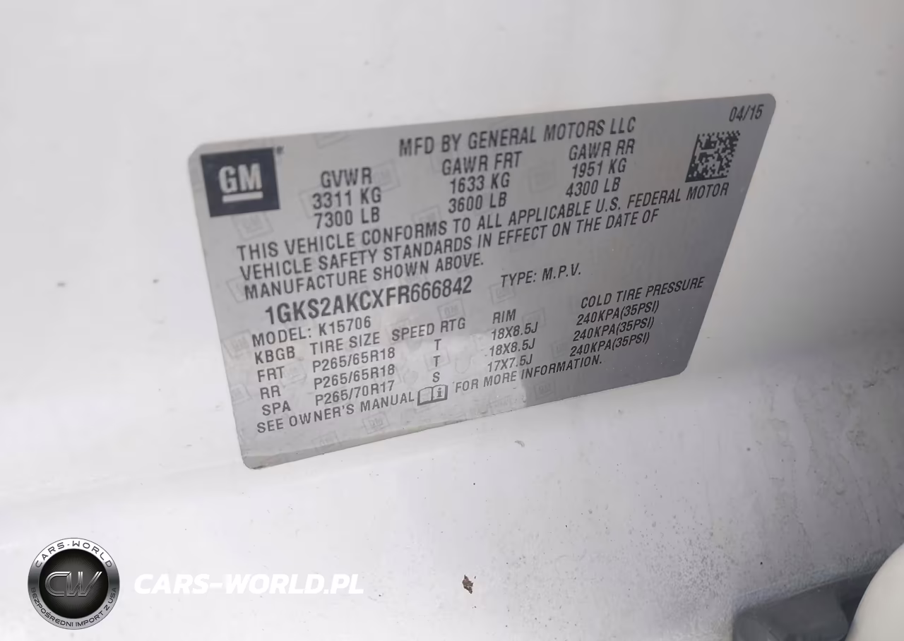 2015 GMC Yukon Sle VIN:1GKS2AKCXFR666842 - 9