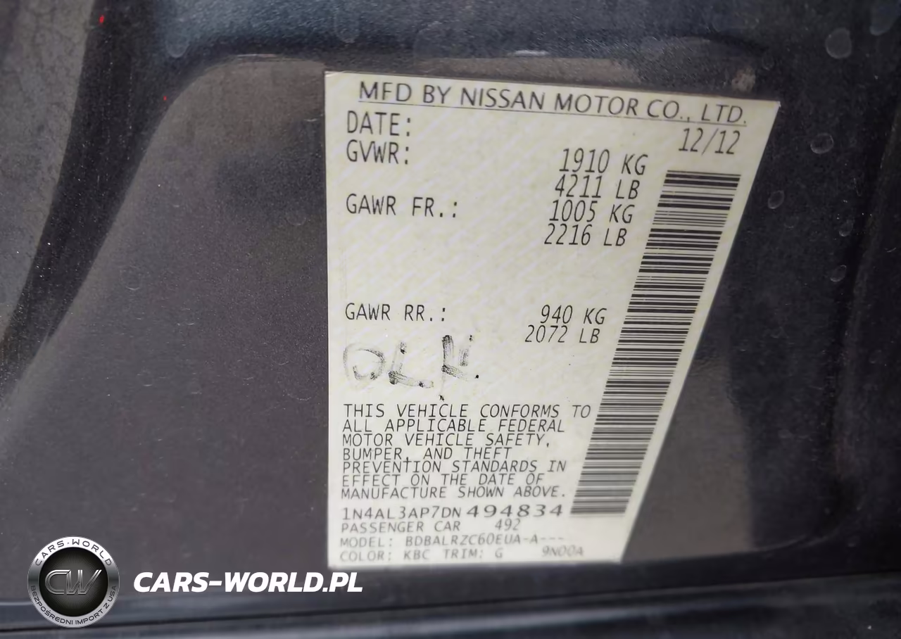 2013 Nissan Altima 2.5 S VIN:1N4AL3AP7DN494834 - 9