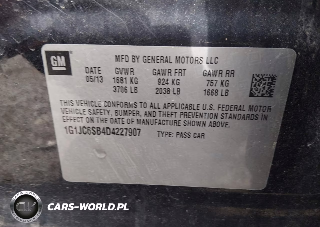 2013 Chevrolet Sonic Lt Auto VIN:1G1JC6SB4D4227907 - 9