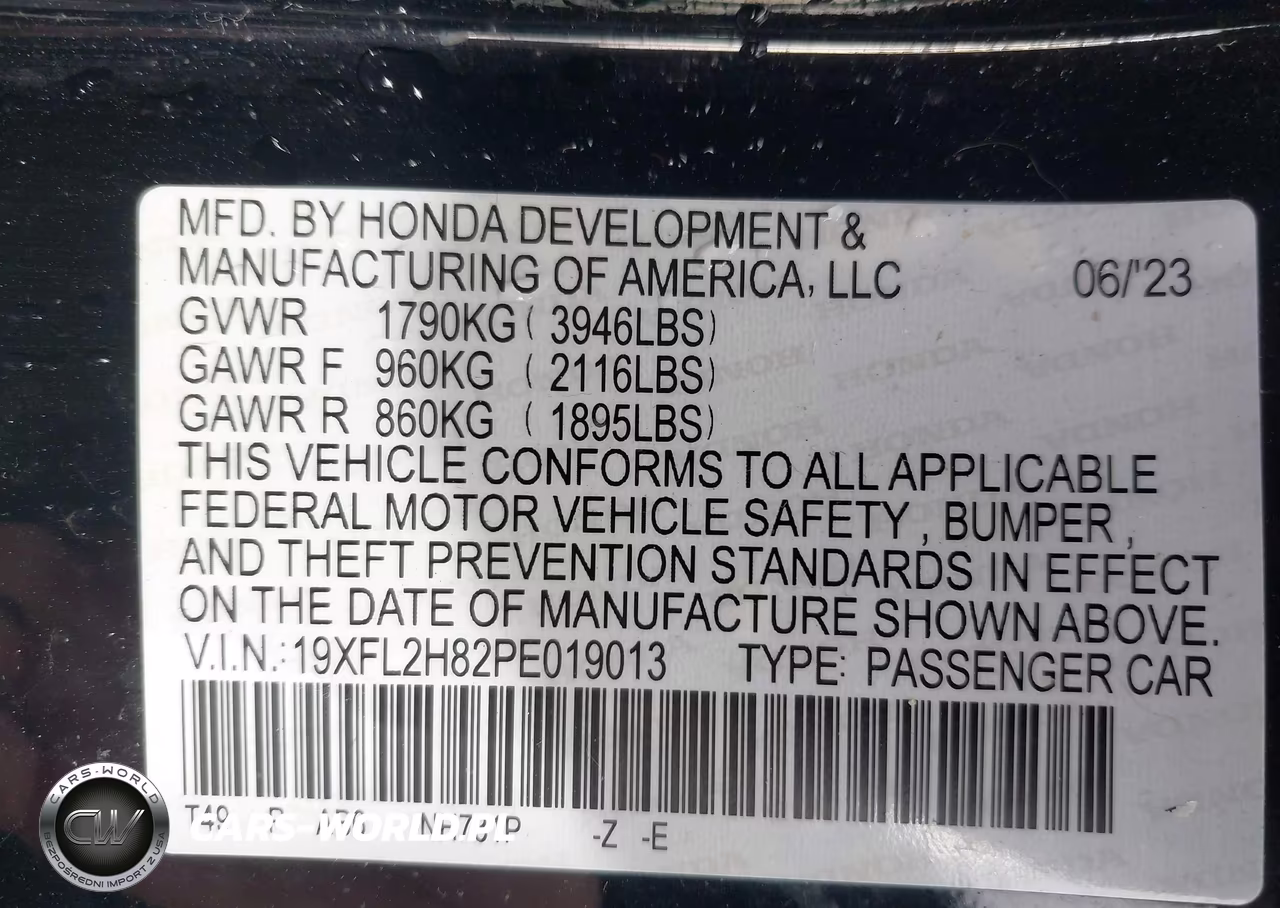 2023 Honda Civic Sport VIN:19XFL2H82PE019013 - 9