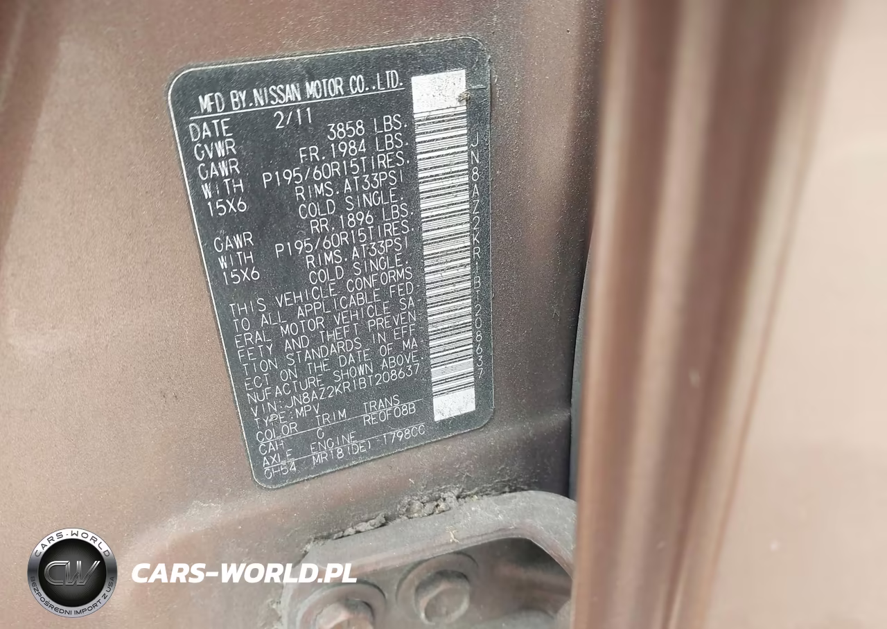 2011 Nissan Cube 1.8S VIN:JN8AZ2KR1BT208637 - 9