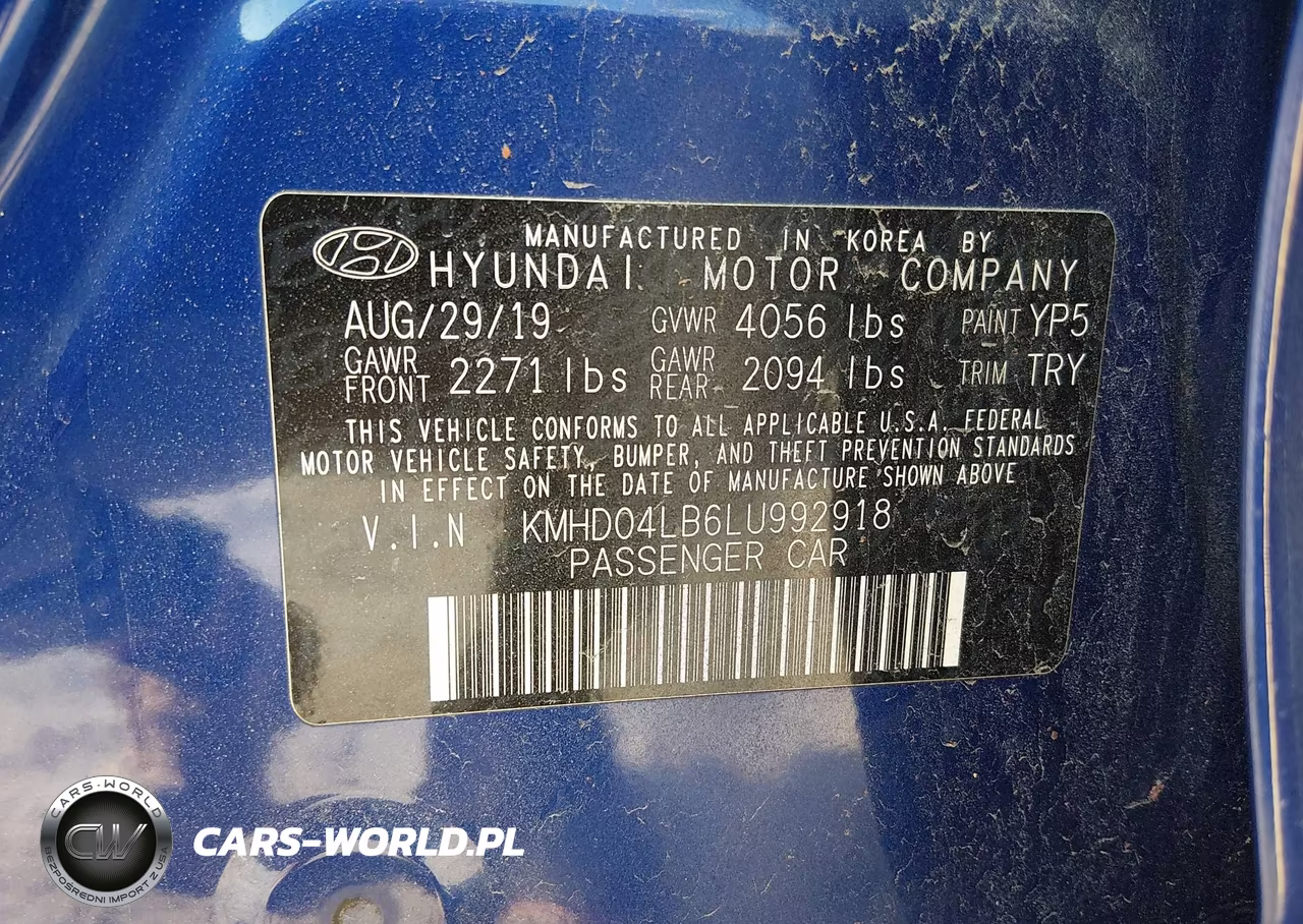 2020 Hyundai Elantra Sport VIN:KMHD04LB6LU992918 - 9