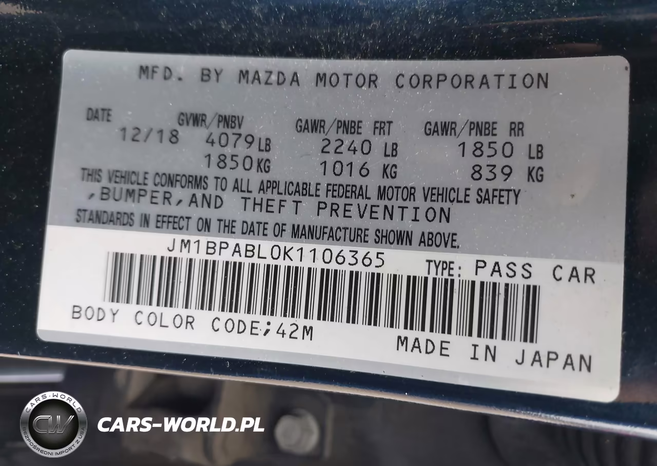 2019 Mazda Mazda3 VIN:JM1BPABL0K1106365 - 9