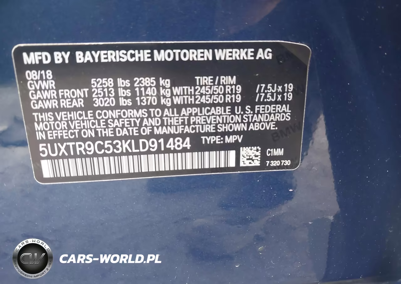 2019 BMW X3 xDrive30I VIN:5UXTR9C53KLD91484 - 9