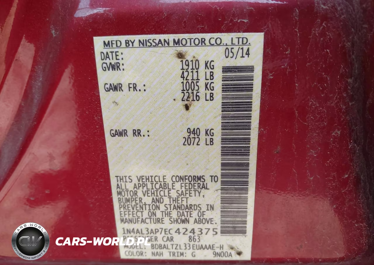 2014 Nissan Altima 2.5 Sv VIN:1N4AL3AP7EC424375 - 9