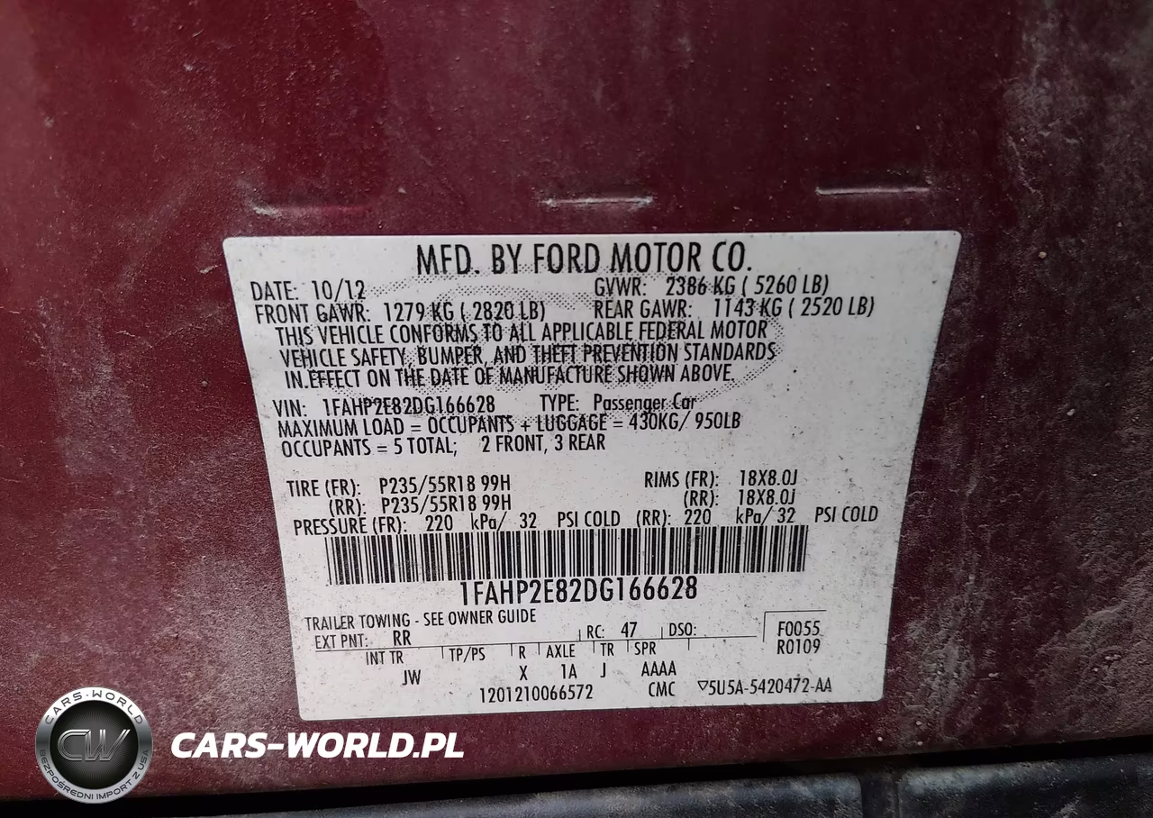 2013 Ford Taurus Sel VIN:1FAHP2E82DG166628 - 9