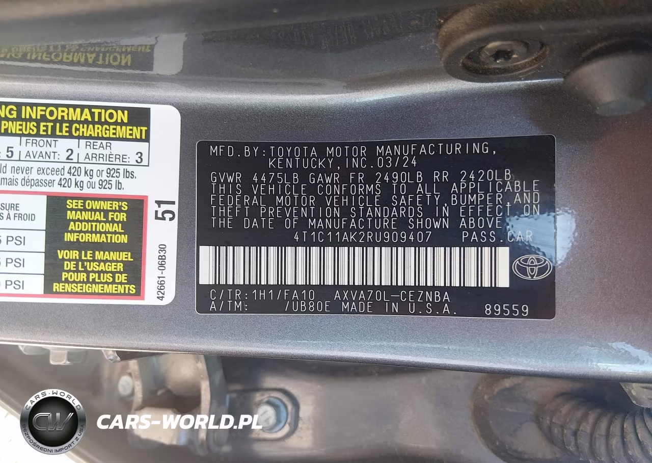 2024 Toyota Camry Le VIN:4T1C11AK2RU909407 - 9