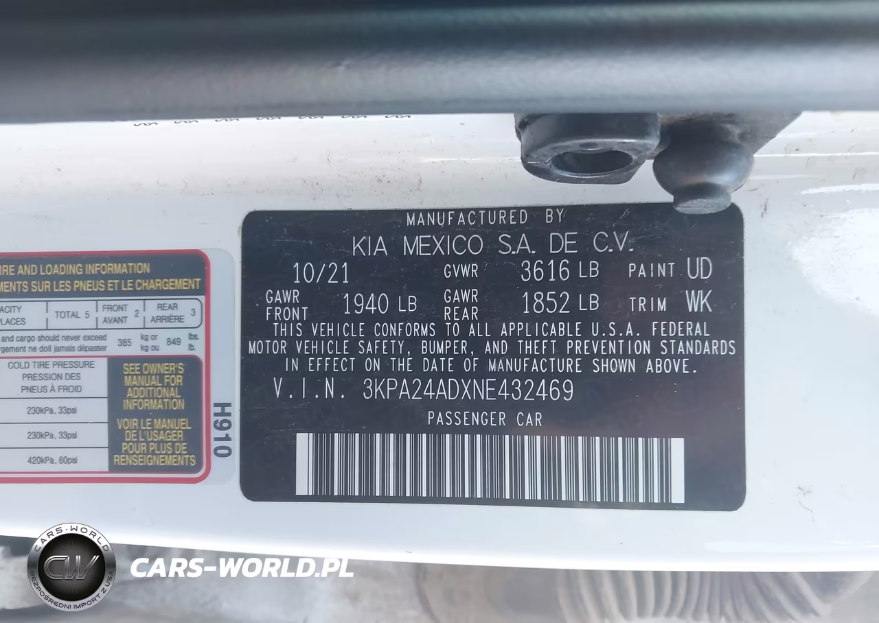 2022 Kia Rio S VIN:3KPA24ADXNE432469 - 9