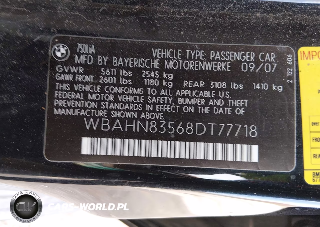 2008 BMW 750Li VIN:WBAHN83568DT77718 - 9