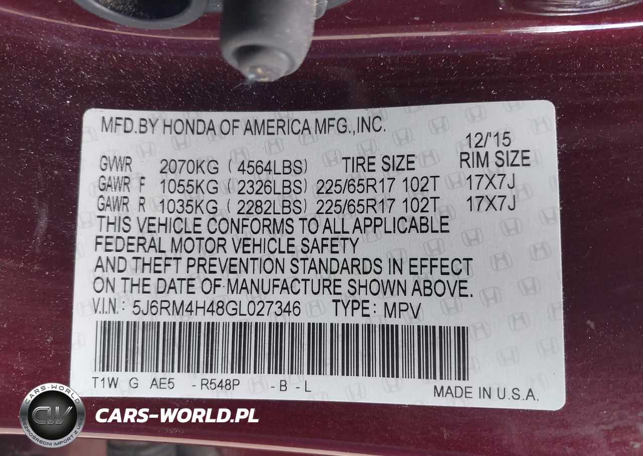 2016 Honda Cr-V Se VIN:5J6RM4H48GL027346 - 9