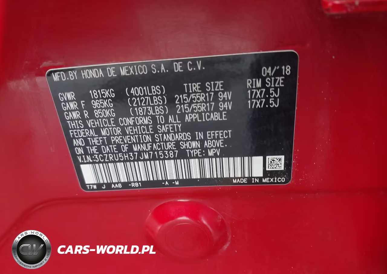 2018 Honda Hr-V Lx VIN:3CZRU5H37JM715387 - 9