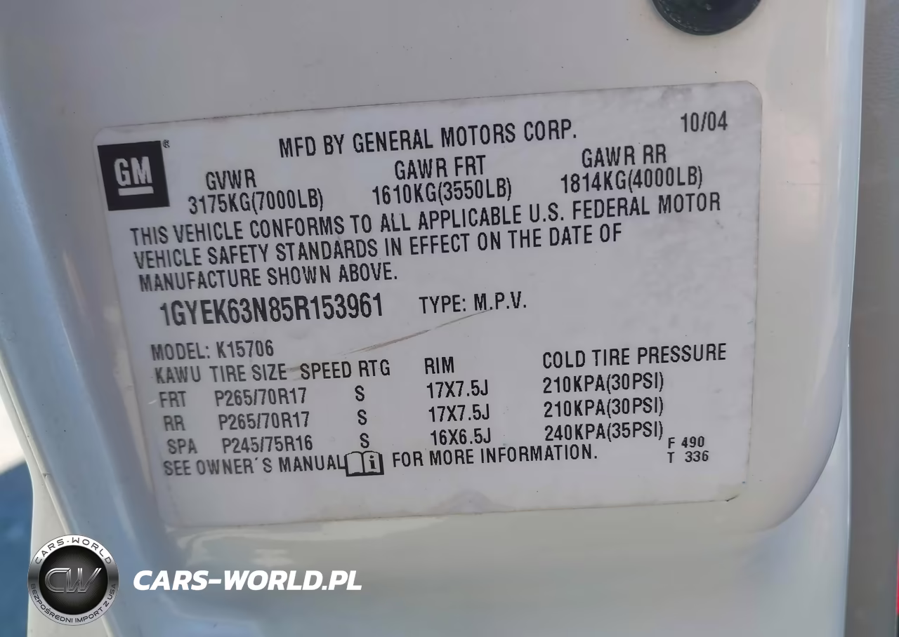 2005 Cadillac Escalade Standard VIN:1GYEK63N85R153961 - 9
