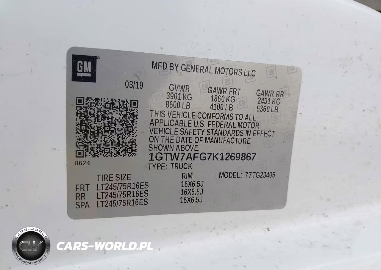 2019 GMC Savana 2500 Work Van VIN:1GTW7AFG7K1269867 - 9