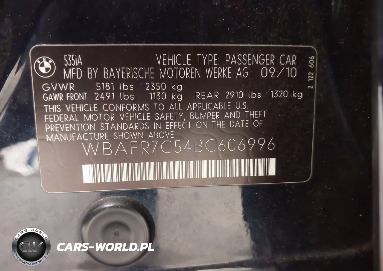2011 BMW 535I VIN:WBAFR7C54BC606996 - 9