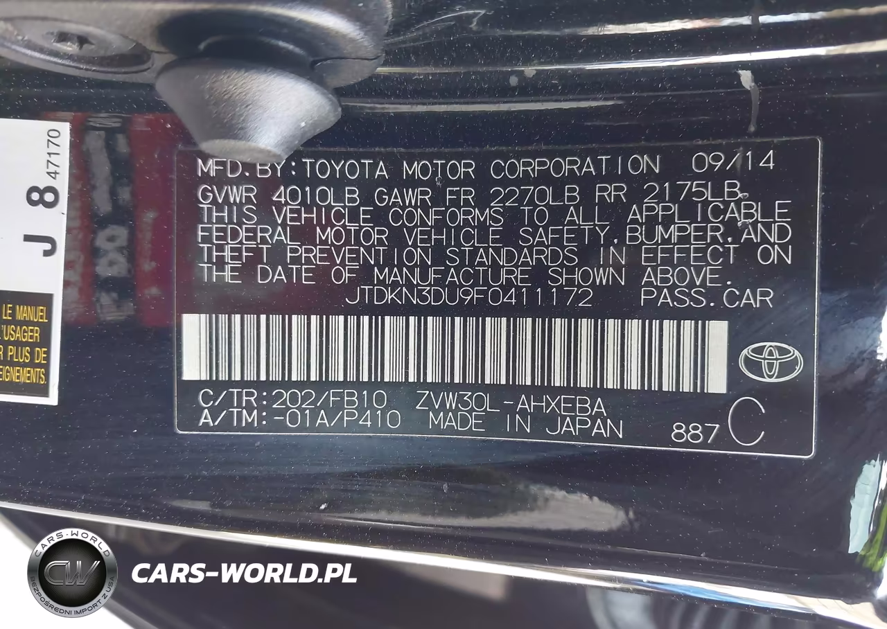 2015 Toyota Prius Two VIN:JTDKN3DU9F0411172 - 9
