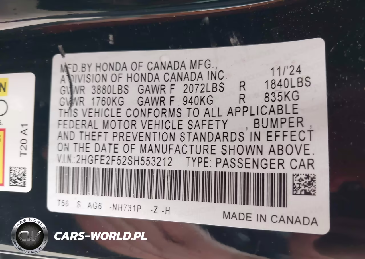 2025 Honda Civic Sport VIN:2HGFE2F52SH553212 - 9