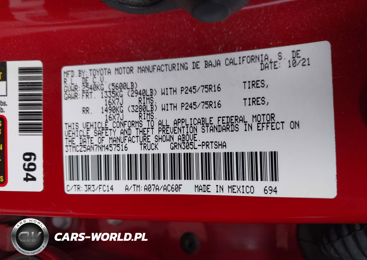 2022 Toyota Tacoma Sr5 V6 VIN:3TMCZ5AN7NM457516 - 9