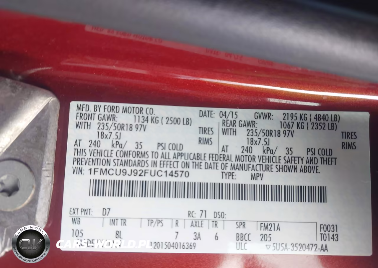 2015 Ford Escape Titanium VIN:1FMCU9J92FUC14570 - 9
