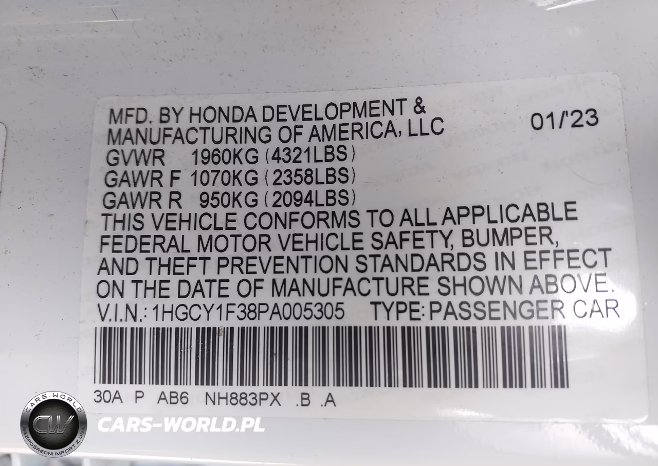 2023 Honda Accord Ex VIN:1HGCY1F38PA005305 - 9