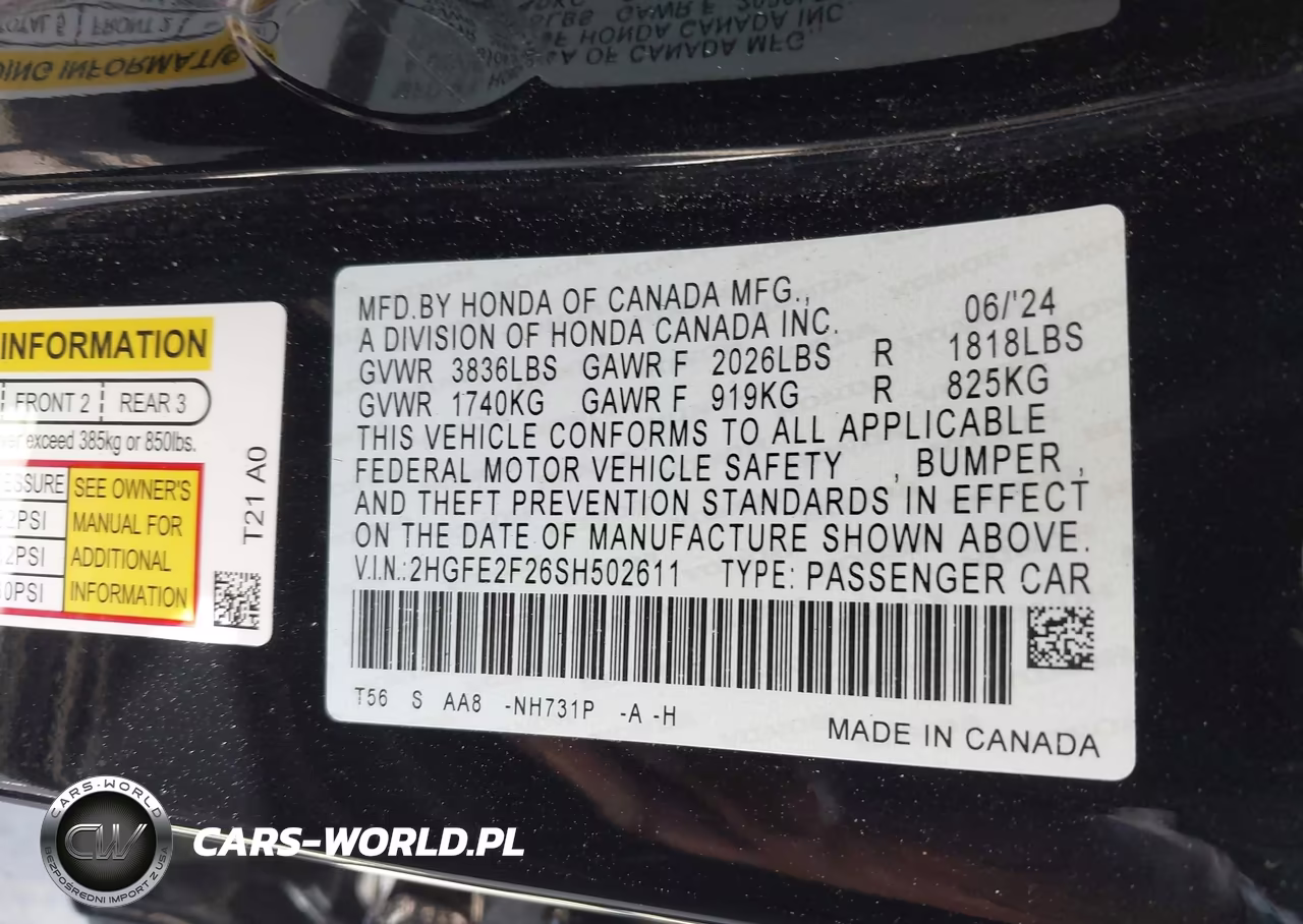 2025 Honda Civic Lx VIN:2HGFE2F26SH502611 - 9