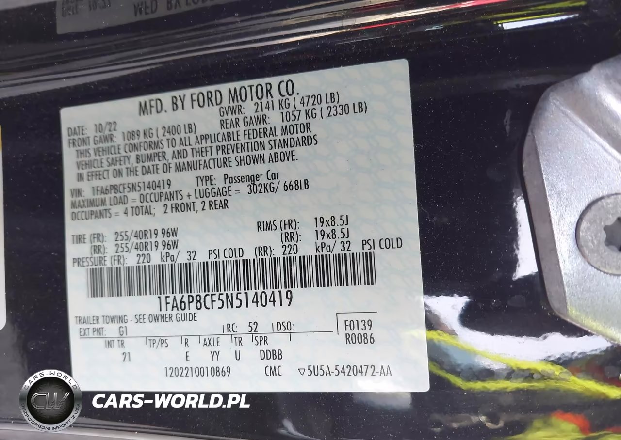 2022 Ford Mustang Gt Fastback VIN:1FA6P8CF5N5140419 - 9