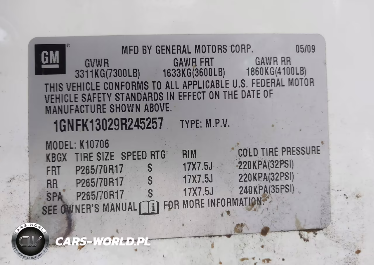 2009 Chevrolet Tahoe Commercial Fleet VIN:1GNFK13029R245257 - 9