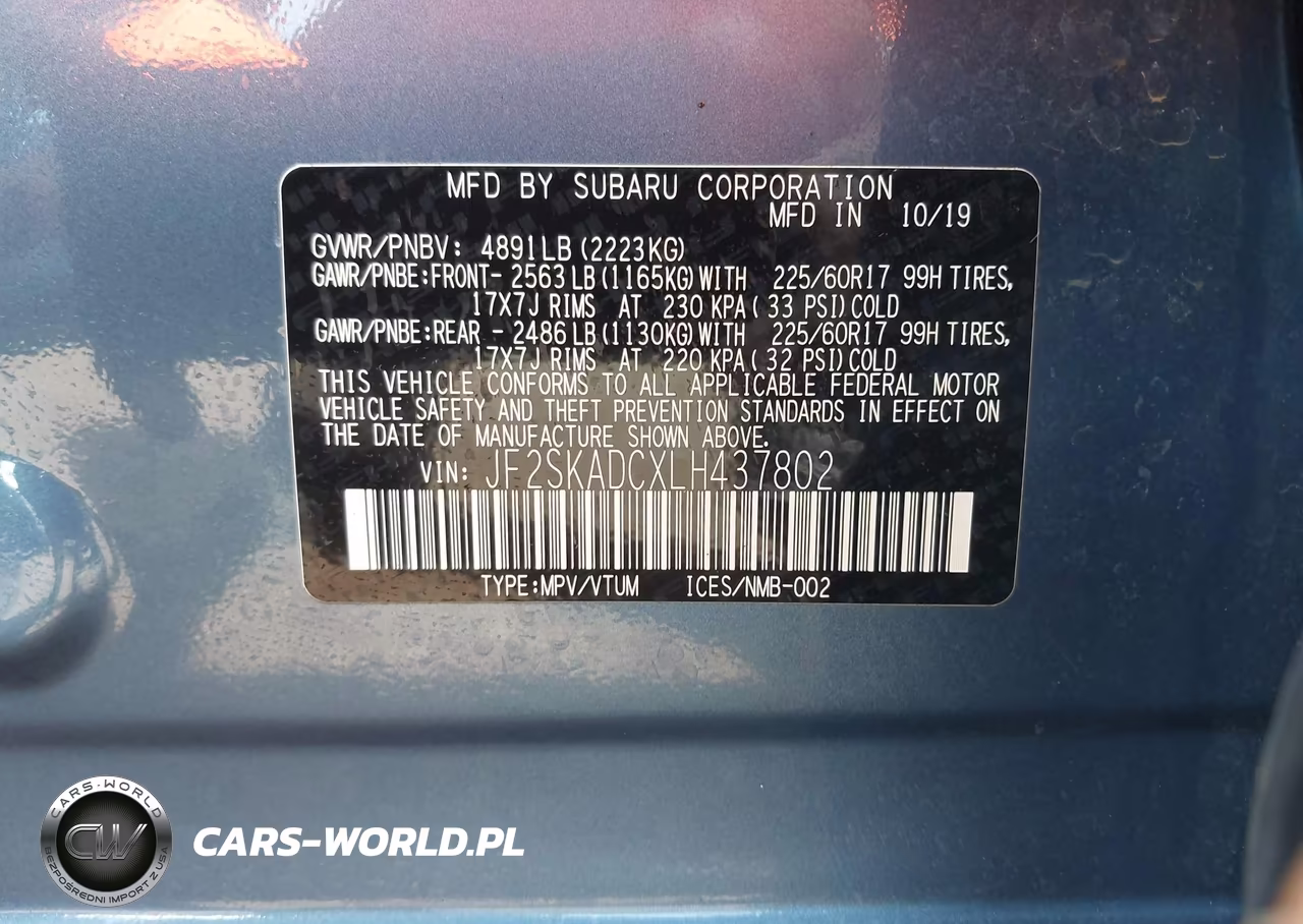 2020 Subaru Forester VIN:JF2SKADCXLH437802 - 9