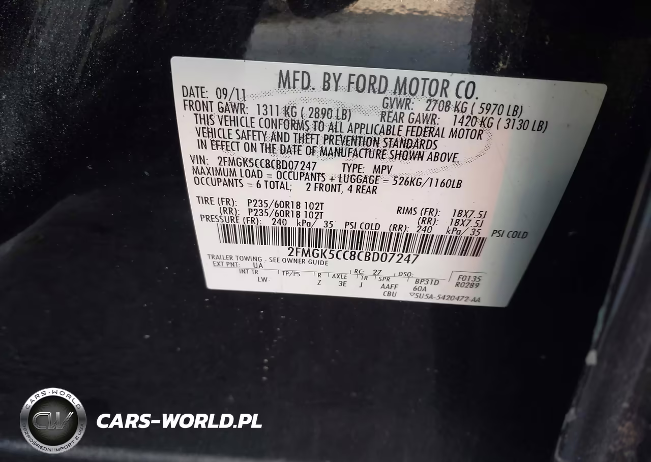2012 Ford Flex Sel VIN:2FMGK5CC8CBD07247 - 9