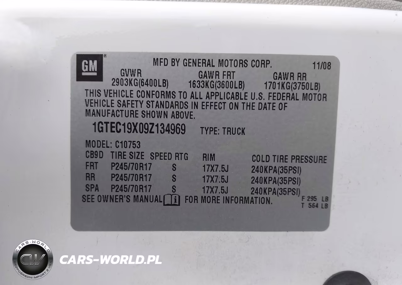 2009 GMC Sierra 1500 Work Truck VIN:1GTEC19X09Z134969 - 9